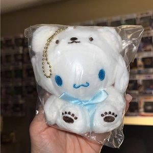 Cinnamoroll plush keychain in bear outfit NWT